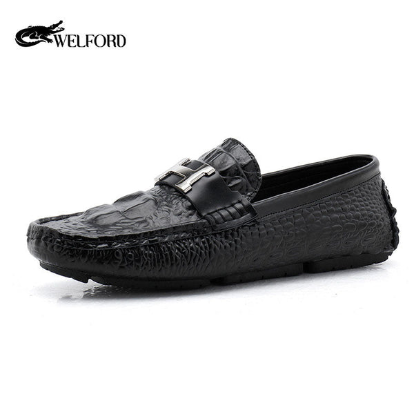 Men's crocodile pattern business loafers